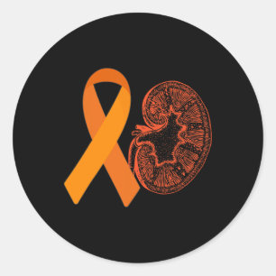 Kidney Disease Cancer Awareness Orange Ribbon Mont Classic Round Sticker