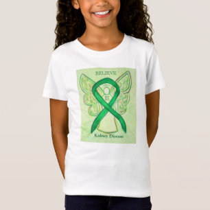 Kidney Disease Green Awareness Ribbon Angel Shirt
