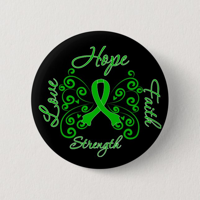 Kidney Disease Hope Motto Butterfly 6 Cm Round Badge (Front)