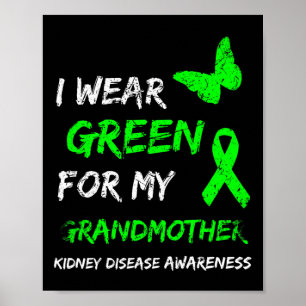 Kidney Disease I Wear Green For My Grandmother Rib Poster