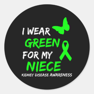 Kidney Disease I Wear Green For My Niece Ribbon 1 Classic Round Sticker