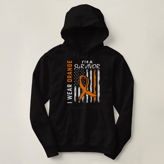 Kidney Disease Orange Ribbon Kidney Cancer Survivo Hoodie (Design Front)