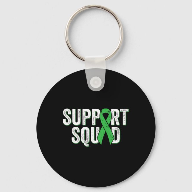 Kidney Disease Support Squad - Green Awareness Rib Key Ring (Front)