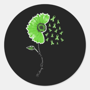 Kidney Disease Warrior Green Ribbon Sunflower Cute Classic Round Sticker