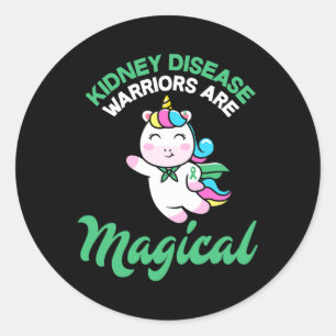 Kidney Disease Warrior Magical Unicorn Kidney Awar Classic Round Sticker