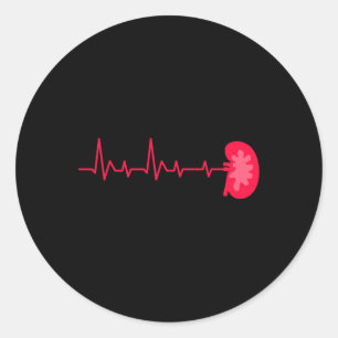 Kidney Donor - Ekg Heartbeat Kidney Disease Awaren Classic Round Sticker