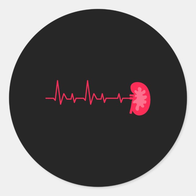 Kidney Donor - Ekg Heartbeat Kidney Disease Awaren Classic Round Sticker (Front)