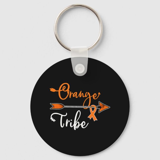 Kidney Leukaemia Cancer Awareness Orange Ribbon Tr Key Ring (Front)