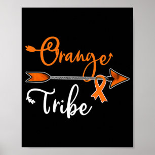 Kidney Leukaemia Cancer Awareness Orange Ribbon Tr Poster
