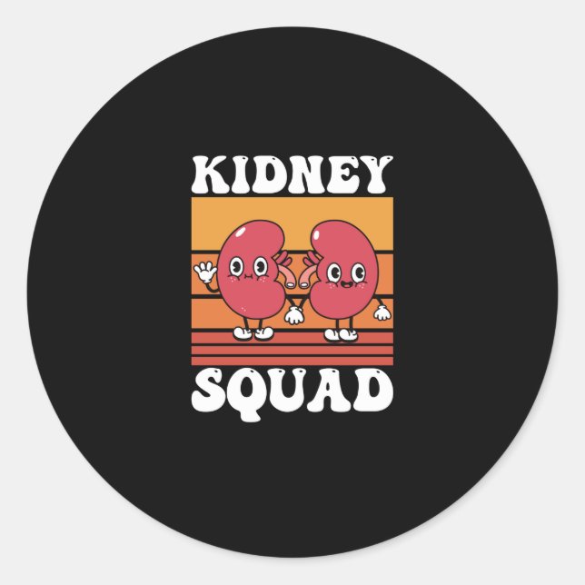 Kidney Squad Retro Groovy Classic Round Sticker (Front)