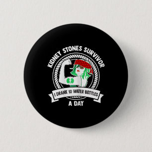Kidney Surgery Gift - Flexing Woman Kidney Stones 6 Cm Round Badge
