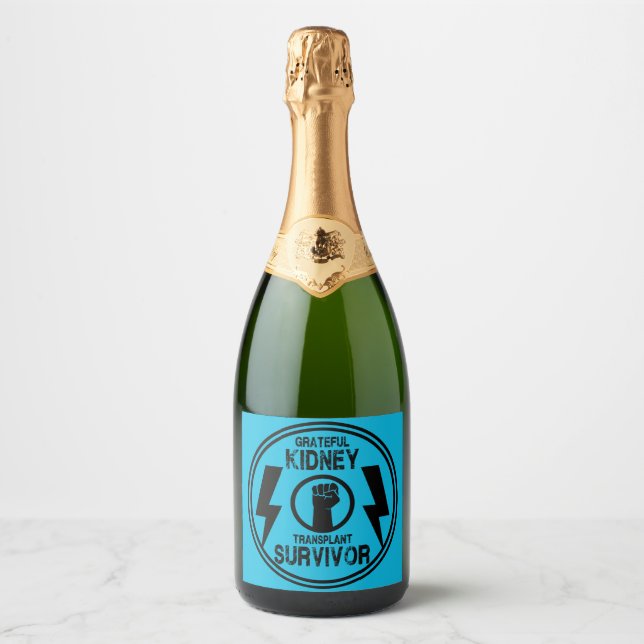 Kidney Transplant Survivor Sparkling Wine Label (Front)