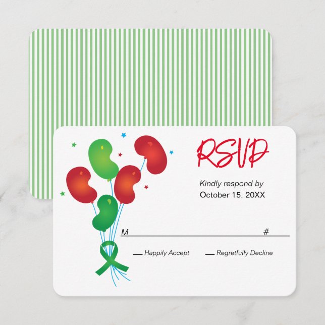 Kidney-versary Balloons Customisable Party RSVP Card (Front/Back)