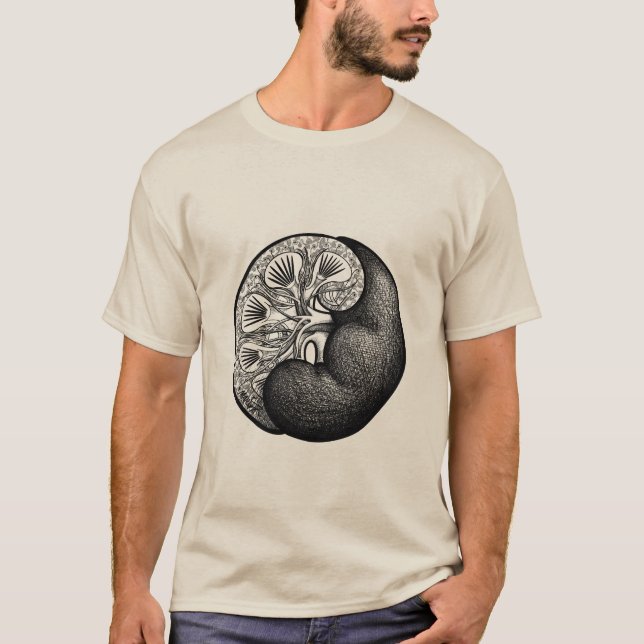 Kidney Yin Yang - surreal paisley anatomy T-Shirt (Front)