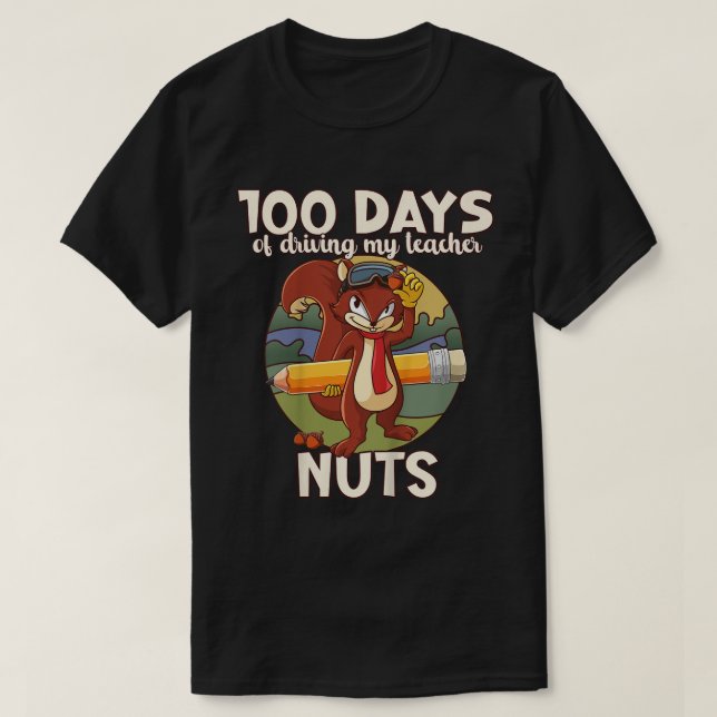 Kids 100 Days Of Annoying My Teacher Naughty Squir T-Shirt (Design Front)