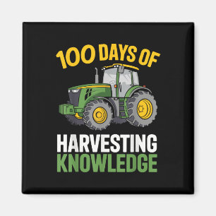 Kids 100 Days Of School Boy Tractor Farming 100th  Magnet