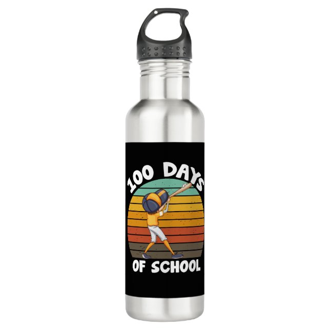 Kids 100 Days Of School Boys 100th Day Baseball 710 Ml Water Bottle (Front)