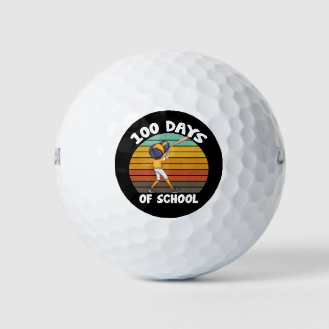Kids 100 Days Of School Boys 100th Day Baseball Golf Balls (Front)