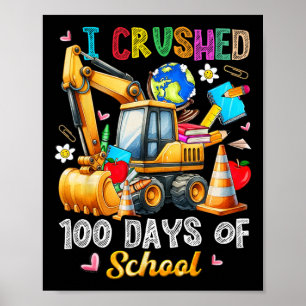 Kids 100 Days Of School Construction Vehicle Toddl Poster