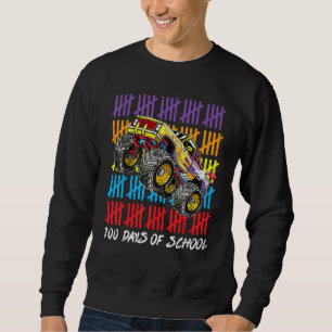 Kids 100 Days OF School Monster Truck Teachers Sch Sweatshirt