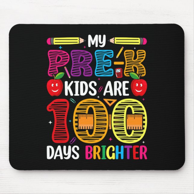 Kids 100 Days Of School Teacher Student  Mouse Pad (Front)