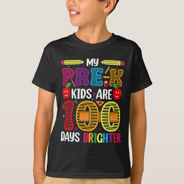 Kids 100 Days Of School Teacher Student  T-Shirt (Front)