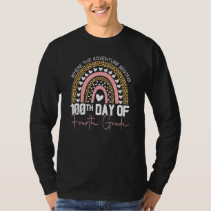 Kids 100 Days Smarter 100th Day Of 4th Grade Rainb T-Shirt