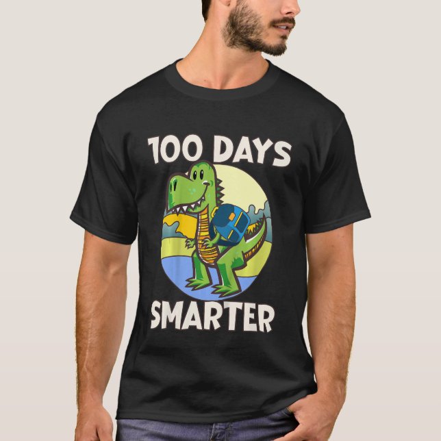 Kids 100 days smarter, Cute dino Happy 100th Day o T-Shirt (Front)