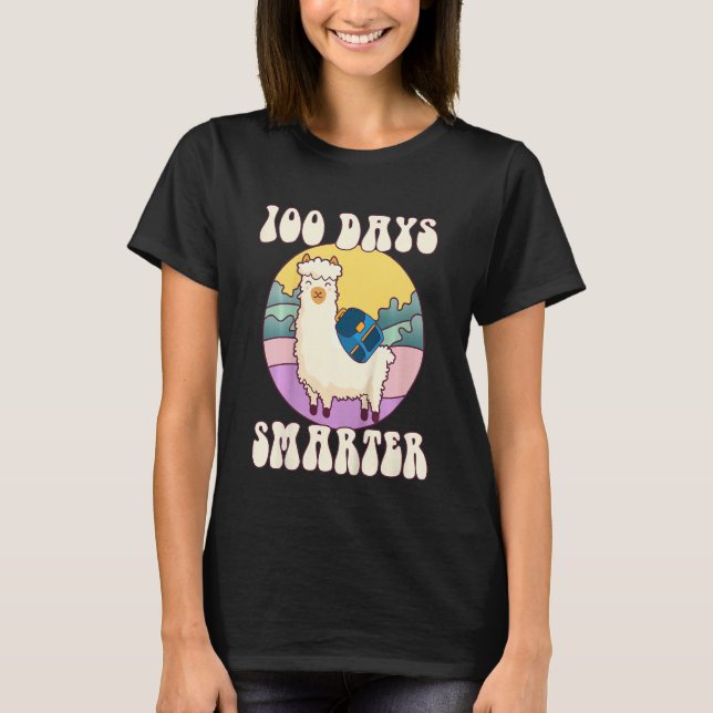 Kids 100 days smarter, Cute llama Happy 100th Day  T-Shirt (Front)
