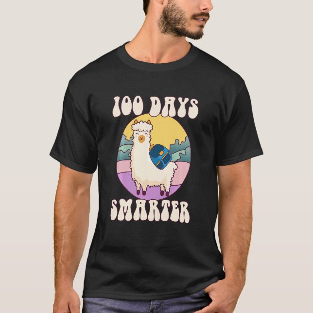 Kids 100 days smarter, Cute llama Happy 100th Day  T-Shirt (Front)