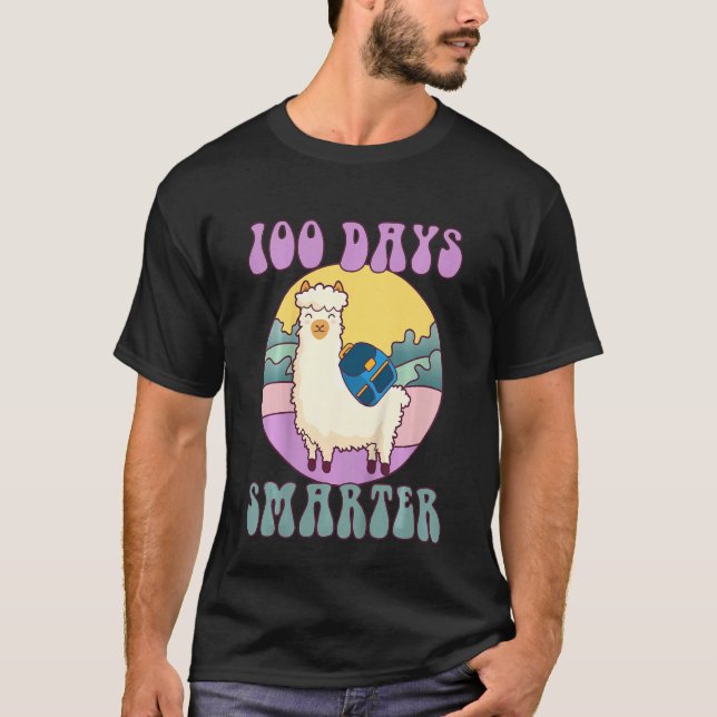 Kids 100 days smarter, Cute llama Happy 100th Day  T-Shirt (Front)