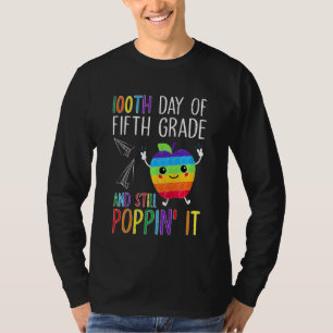 Kids 100th Day Of Fifth Grade And Still Poppin It T-Shirt