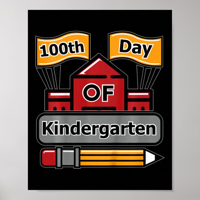 Kids 100th Day Of Kindergarten  Poster (Front)