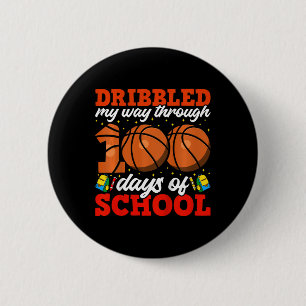 Kids 100th Day Of School Boys Basketball 100 Days 6 Cm Round Badge
