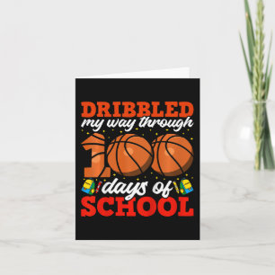 Kids 100th Day Of School Boys Basketball 100 Days Card