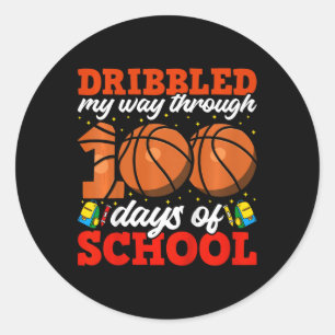 Kids 100th Day Of School Boys Basketball 100 Days  Classic Round Sticker