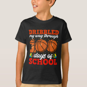Kids 100th Day Of School Boys Basketball 100 Days T-Shirt