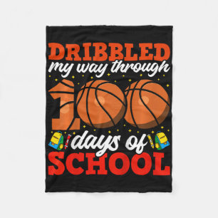 Kids 100th Day Of School Boys Bysketbyll 100 Days Fleece Blanket