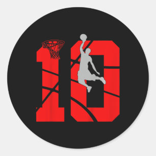 Kids 10 Year Old 10th Basketball Birthday PartyThe Classic Round Sticker