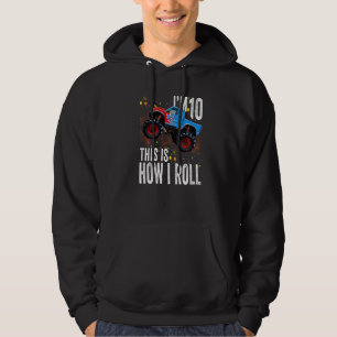 Kids 10 Year Old 10th Birthday Boy Monster Truck Hoodie