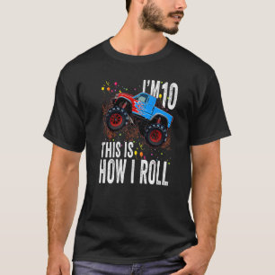 Kids 10 Year Old 10th Birthday Boy Monster Truck T-Shirt
