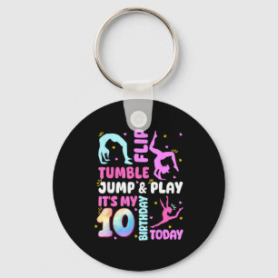 Kids 10 Year Old Bday Gymnast 10th Gymnastics Birt Key Ring
