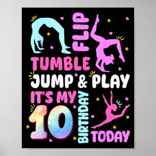 Kids 10 Year Old Bday Gymnast 10th Gymnastics Birt Poster