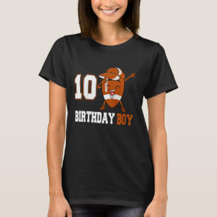 Kids 10 Year Old  Dabbing Football 10th Birthday B T-Shirt