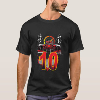 Kids 10 Year Old Race Car Birthday 10Th Funny Raci T-Shirt