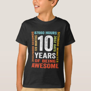 Kids 10 Years Old 10th Birthday Gift Vintage Retro T-Shirt