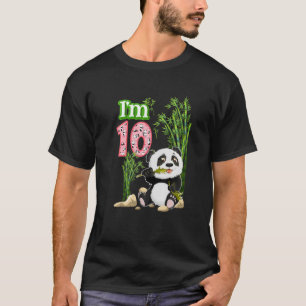 Kids 10 Years Old 10Th Birthday Panda I'm 10 Years T-Shirt