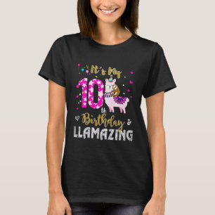 Kids 10 Years Old and Llamazing 10th birthday slo T-Shirt