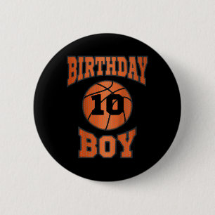 Kids 10th 10 ten years old happy birthday boy bask 6 cm round badge