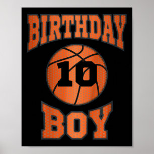 Kids 10th 10 ten years old happy birthday boy bask poster